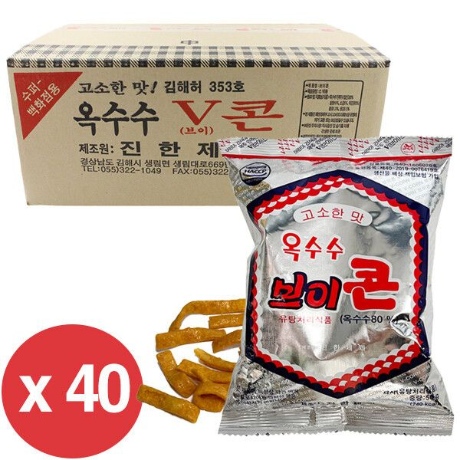 옥수수 브이콘 50g x 40개(1박스)/뻥이요/해피무/새우깡/포카칩