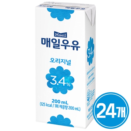 [매일우유] 매일 멸균우유 200ml - 24팩
