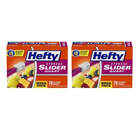 Hefty Slider Bags, Storage, Quart, Mega Pack - 78 bags