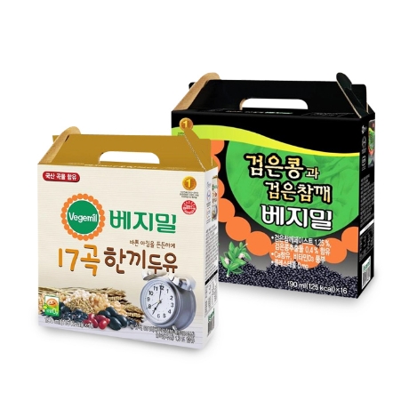 [베지밀] 베지밀 검은콩과검은참깨 1박스+17곡 한끼두유 1박스 (총 32입)